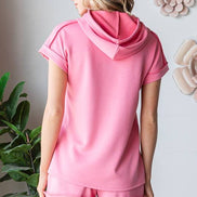 Scuba Short Sleeve Hoodie Top