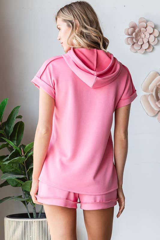 Scuba Short Sleeve Hoodie Top