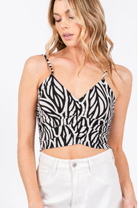 Ruched Front Cami Crop Top (Black)