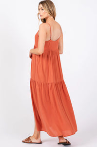 V-Neck Tiered Maxi Dress