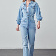 Long Sleeve Denim Jumpsuit