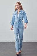Long Sleeve Denim Jumpsuit