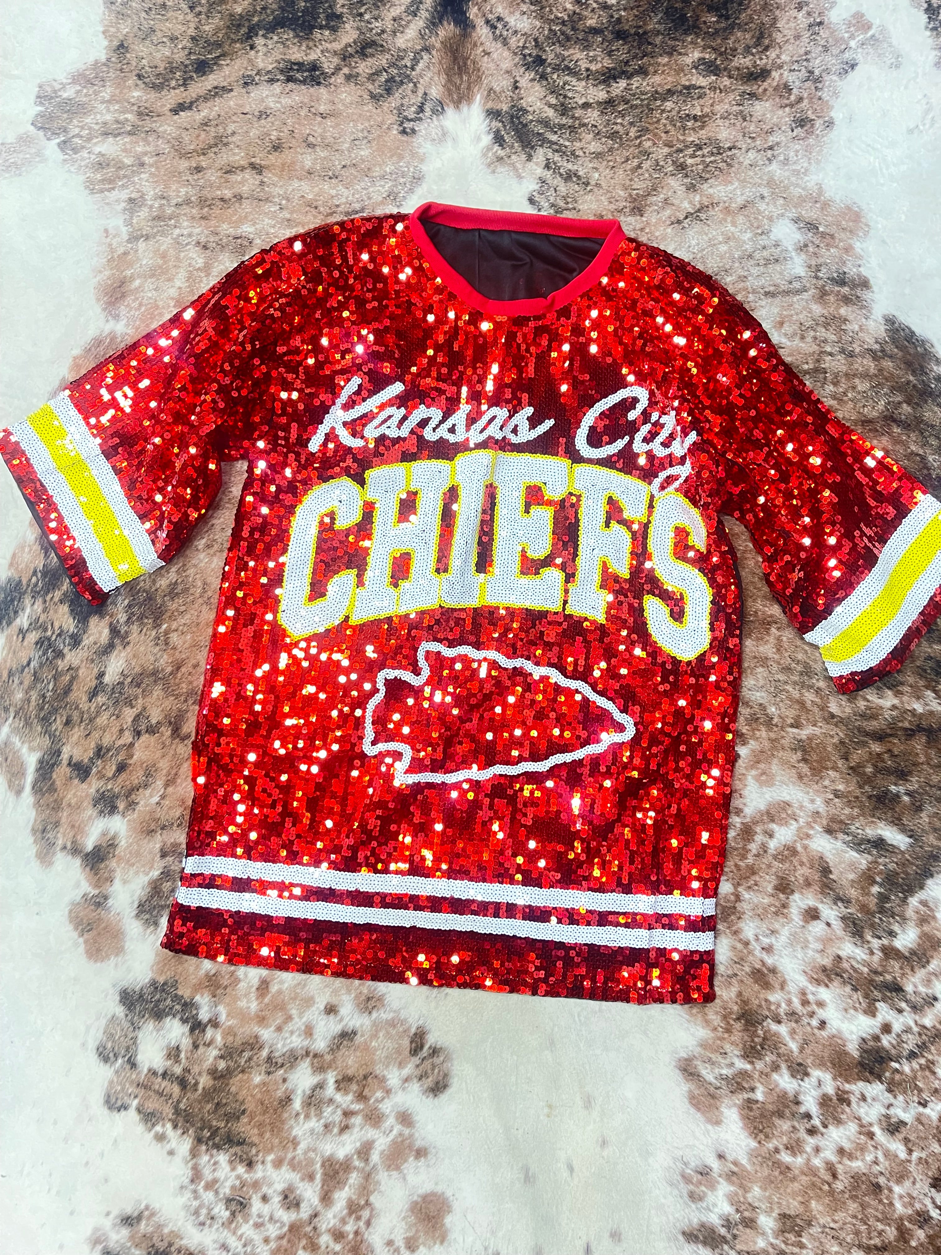 Dress Kc Chiefs Merch KC CHIEFS Sequin Shirt Dress