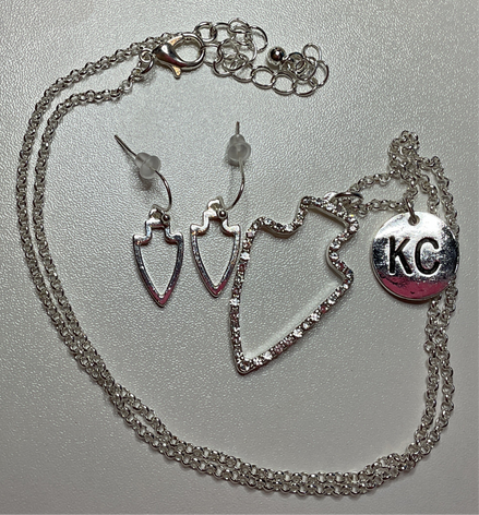KC Glitter Arrowhead Necklace with Arrowhead Earrings