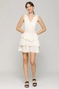 Smocked Waist Ruffle Tiered Mini Dress - FD1092