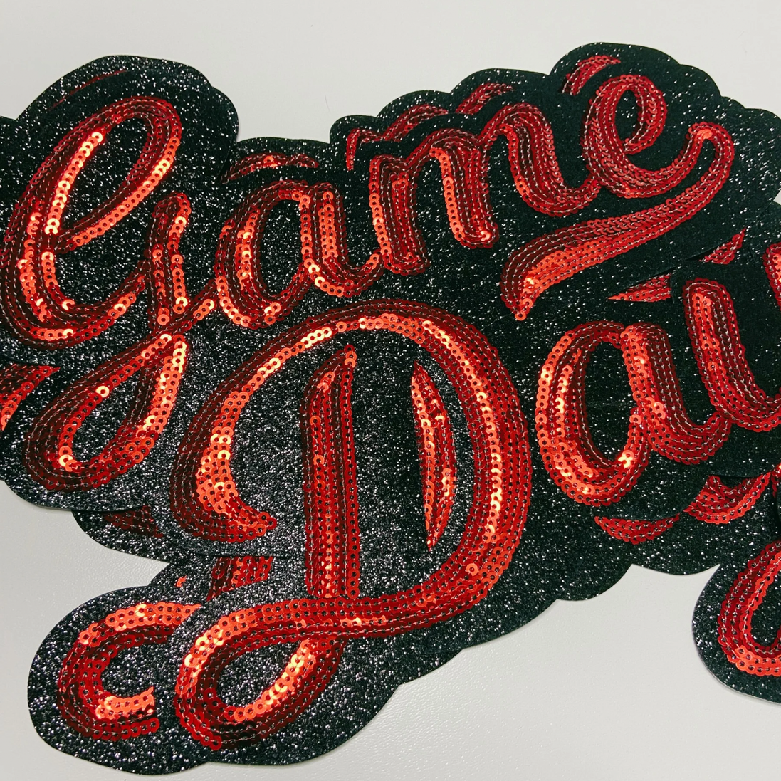 11” GAME DAY script in Red - SEQUIN Patch