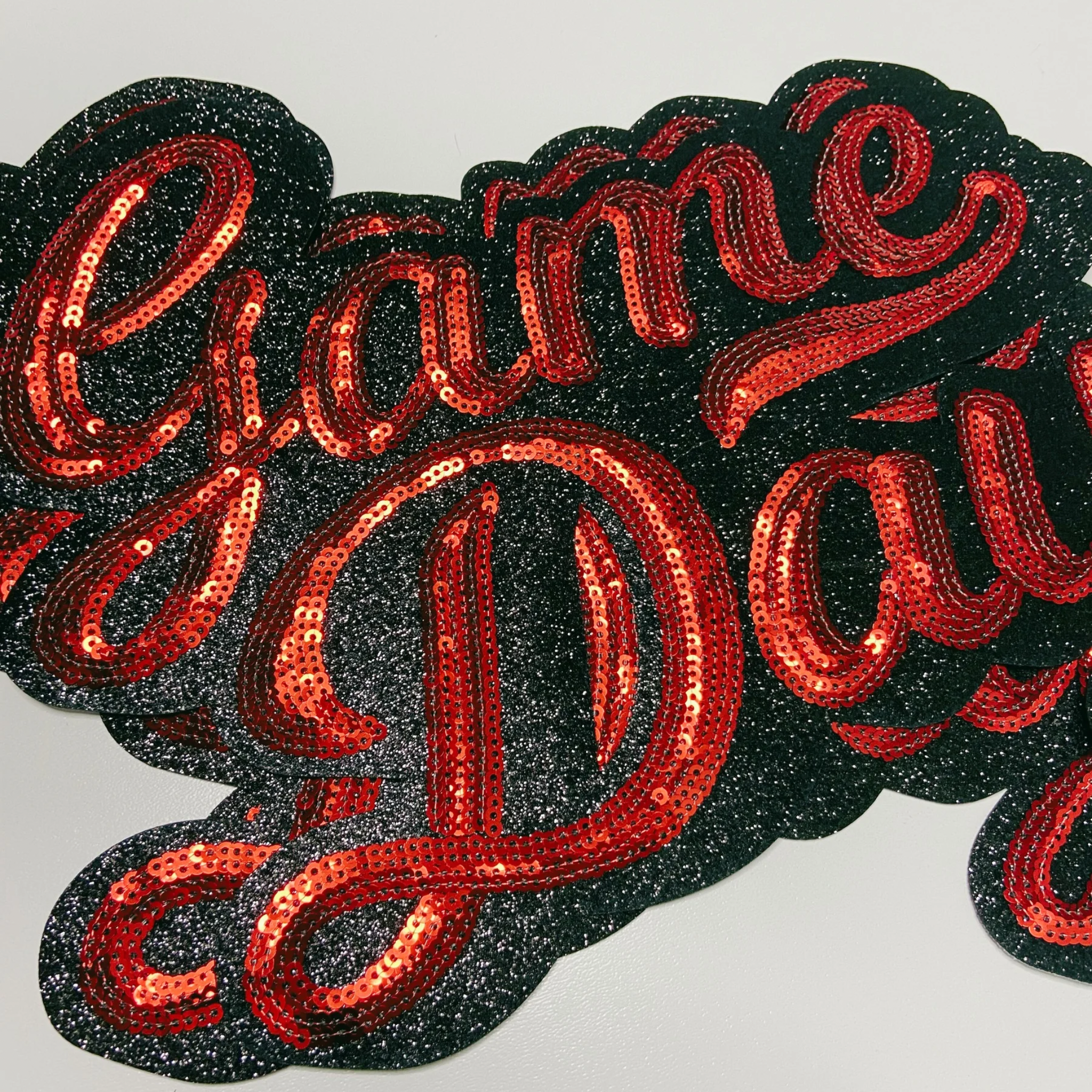 11” GAME DAY script in Red - SEQUIN Patch