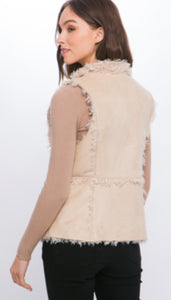 Suede Vest with Faux Fur Lining