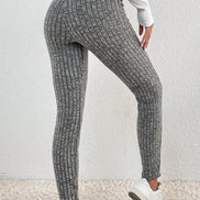 Wide Waistband Ribbed Knit Leggings