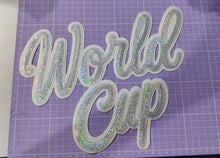 Load image into Gallery viewer, World Cup Script (White) Sequin Patch (11 inch)
