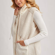 SHERPA FLEECE HOODED VEST WITH FAUX SUEDE INNER