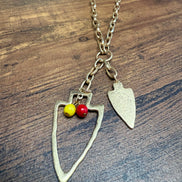 Two Charm Arrowhead Chain Link Necklace- Silver or Gold