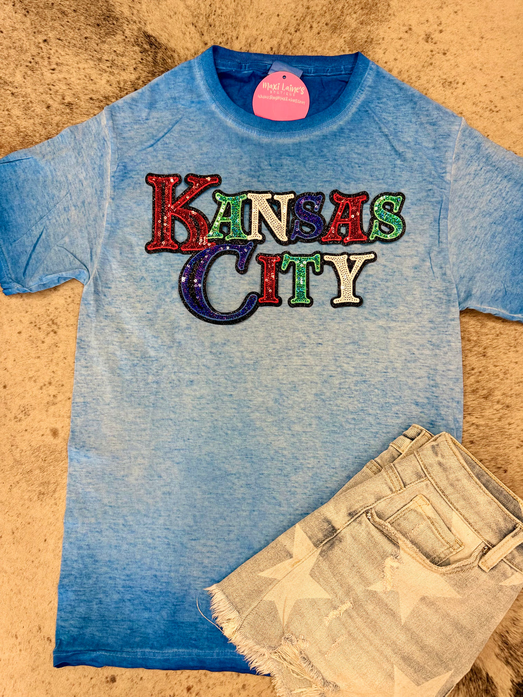 Combo Kansas City Chiefs Sporting Current Royals Tee w/Sequin Patch