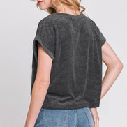 Terry Loose Fit Top with Front Pocket