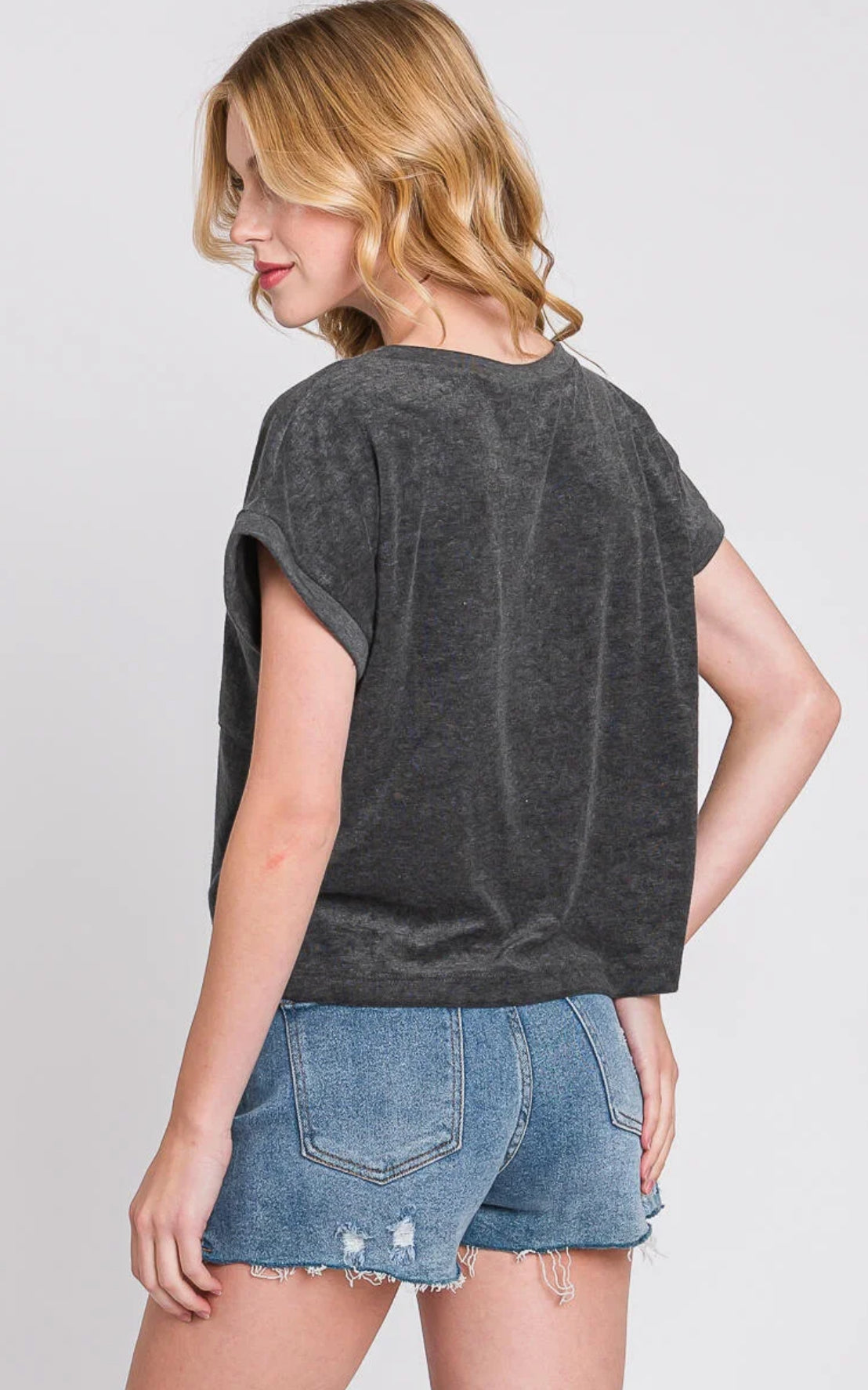 Terry Loose Fit Top with Front Pocket