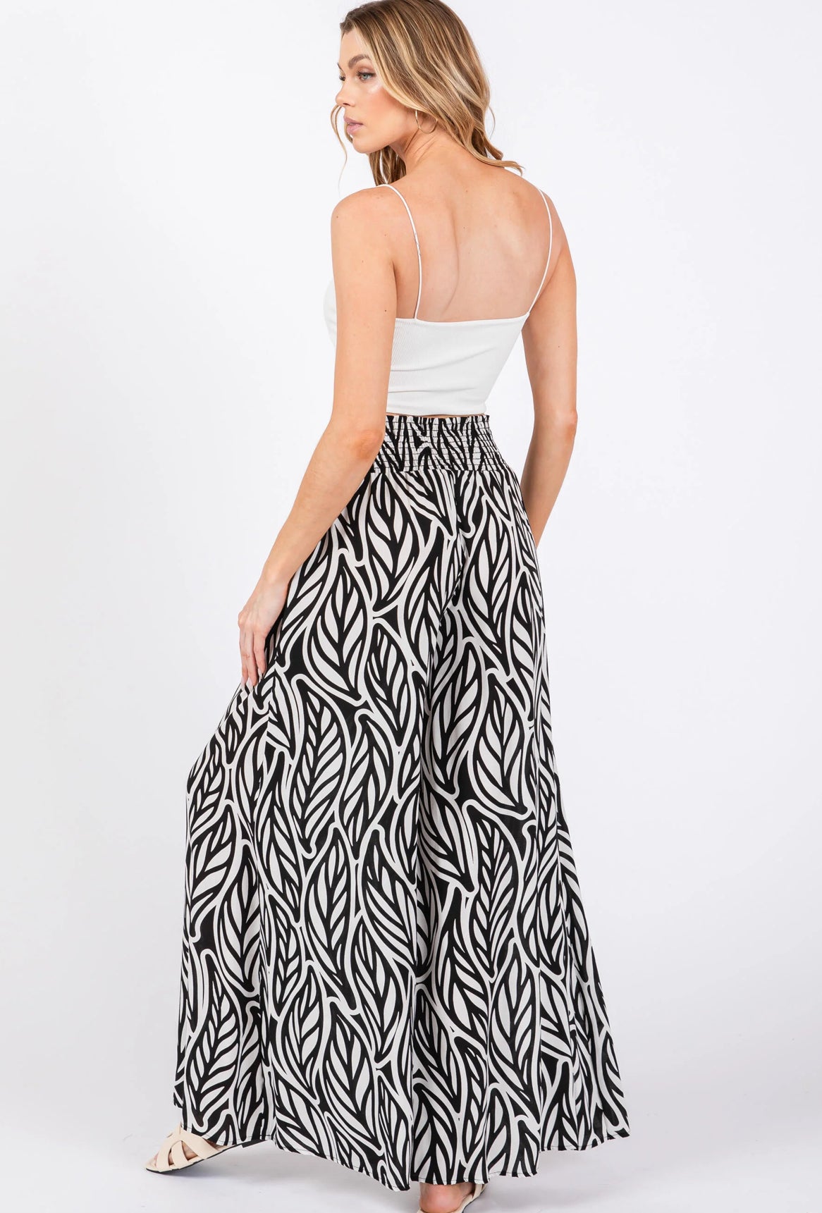 Smock Waist Wide Leg Pants (black)