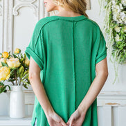 Ribbed Drop Shoulder Top