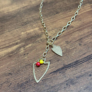 Two Charm Arrowhead Chain Link Necklace- Silver or Gold