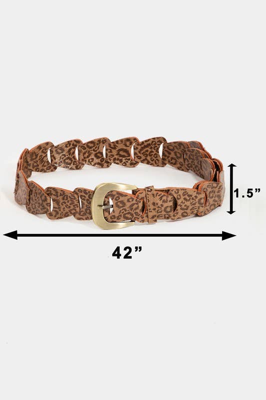 Abstract Faux Leather Chain Belt