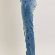 JUDY BLUE High Waisted Vintage Wash Front Seam & Slit Straight