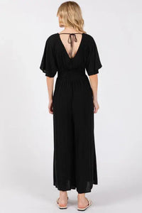 Heavy Gauze Smocked Waist Jumpsuit - VNJU16605F