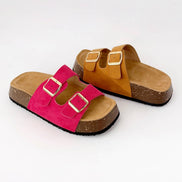 CHUBBY DOUBLE BUCKLED STRAP PLATFORM HEEL CORK SANDAL
