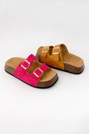 CHUBBY DOUBLE BUCKLED STRAP PLATFORM HEEL CORK SANDAL