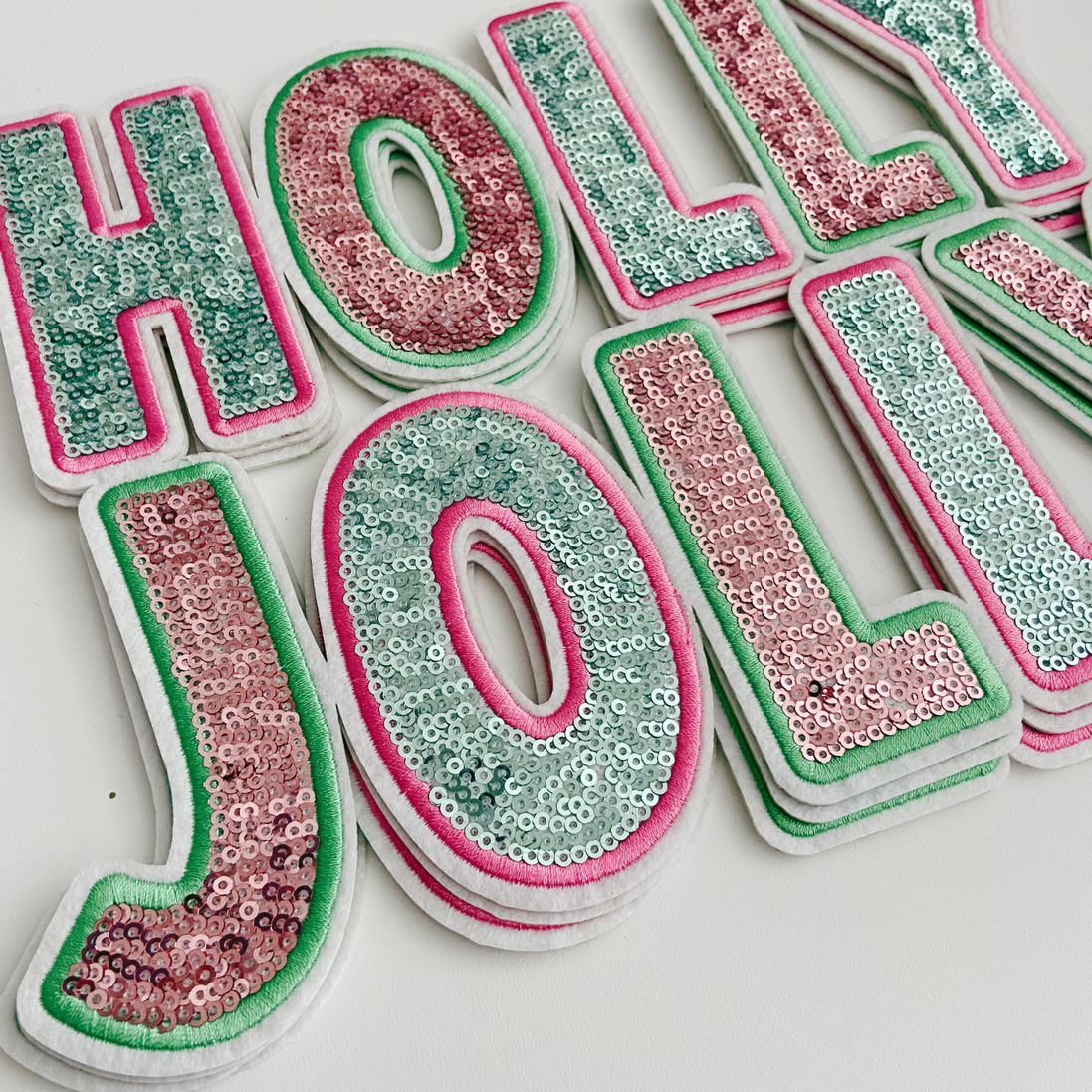 10.5"  HOLLY JOLLY - SEQUIN Patch