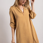 Henley Collared Shirt Dress