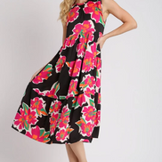 Floral Midi Maxi Dress (Black)
