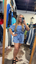 Load image into Gallery viewer, Plisse Off Shoulder Romper (Royal Blue)
