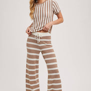 STRIPED KNIT SWEATER TOP AND BOTTOM SETS