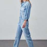 Long Sleeve Denim Jumpsuit