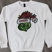 Sequin Holiday Grinch Chiefs Sweatshirt