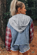 Load image into Gallery viewer, Hooded Plaid and  Denim Jacket
