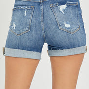 RISEN High Rise Distressed Shorts