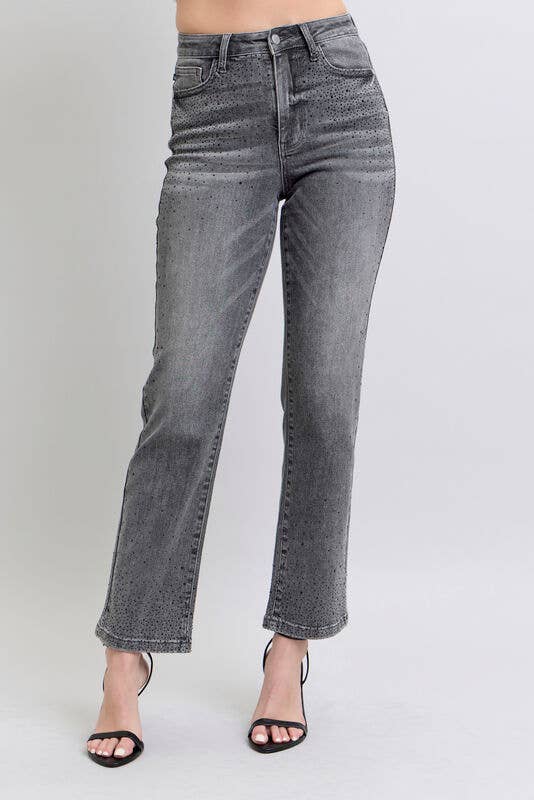 JUDY BLUE High Rise Rhinestone Straight