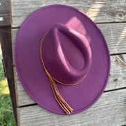 Wide Brim Felt Hat w/Braided Rope Band