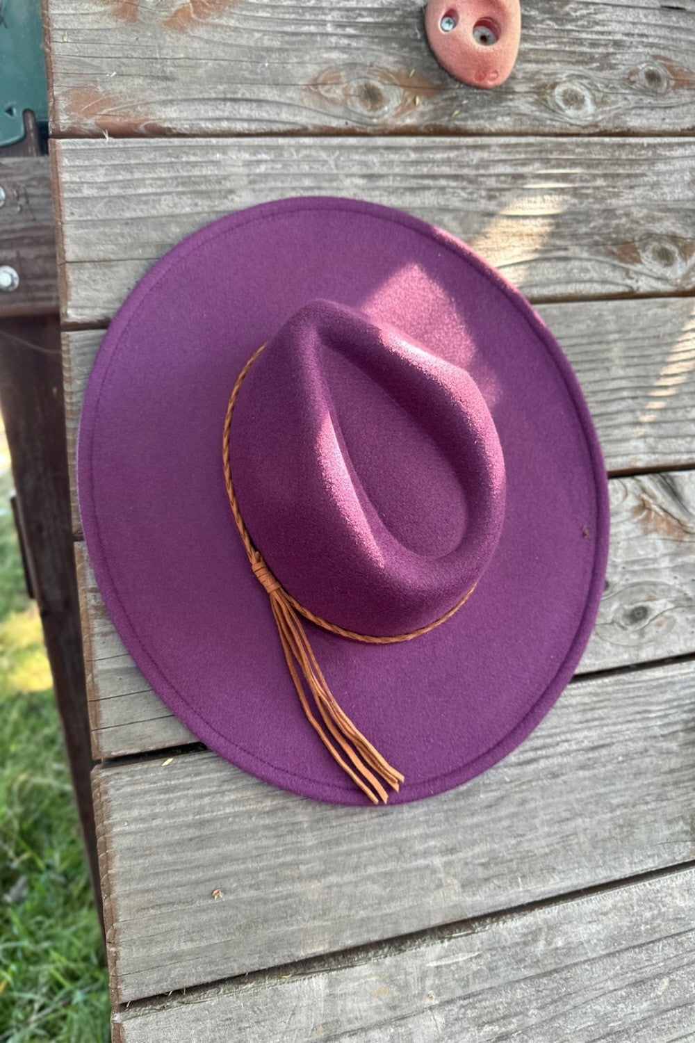 Wide Brim Felt Hat w/Braided Rope Band