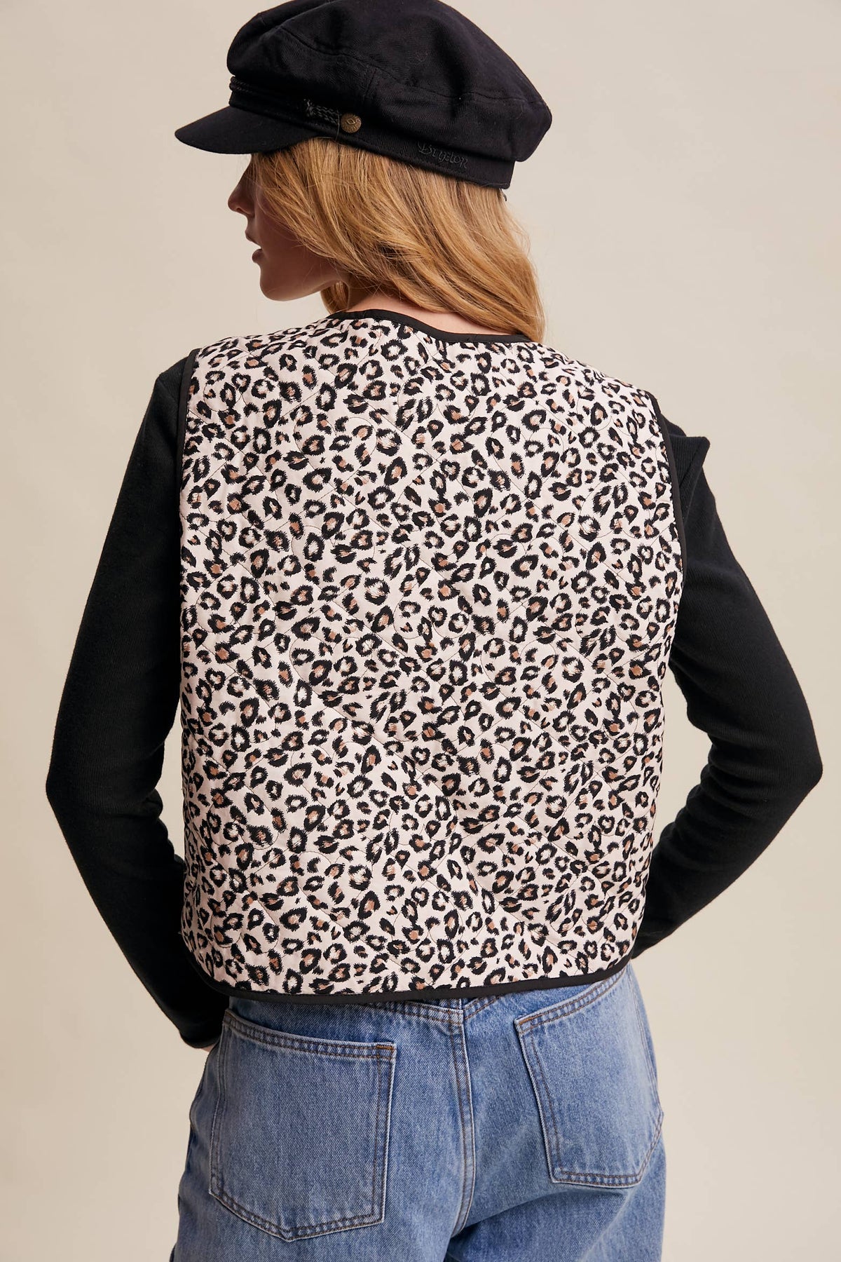 Leopard Print Quilted Vest