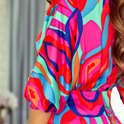 Abstract Dolman Sleeve dress