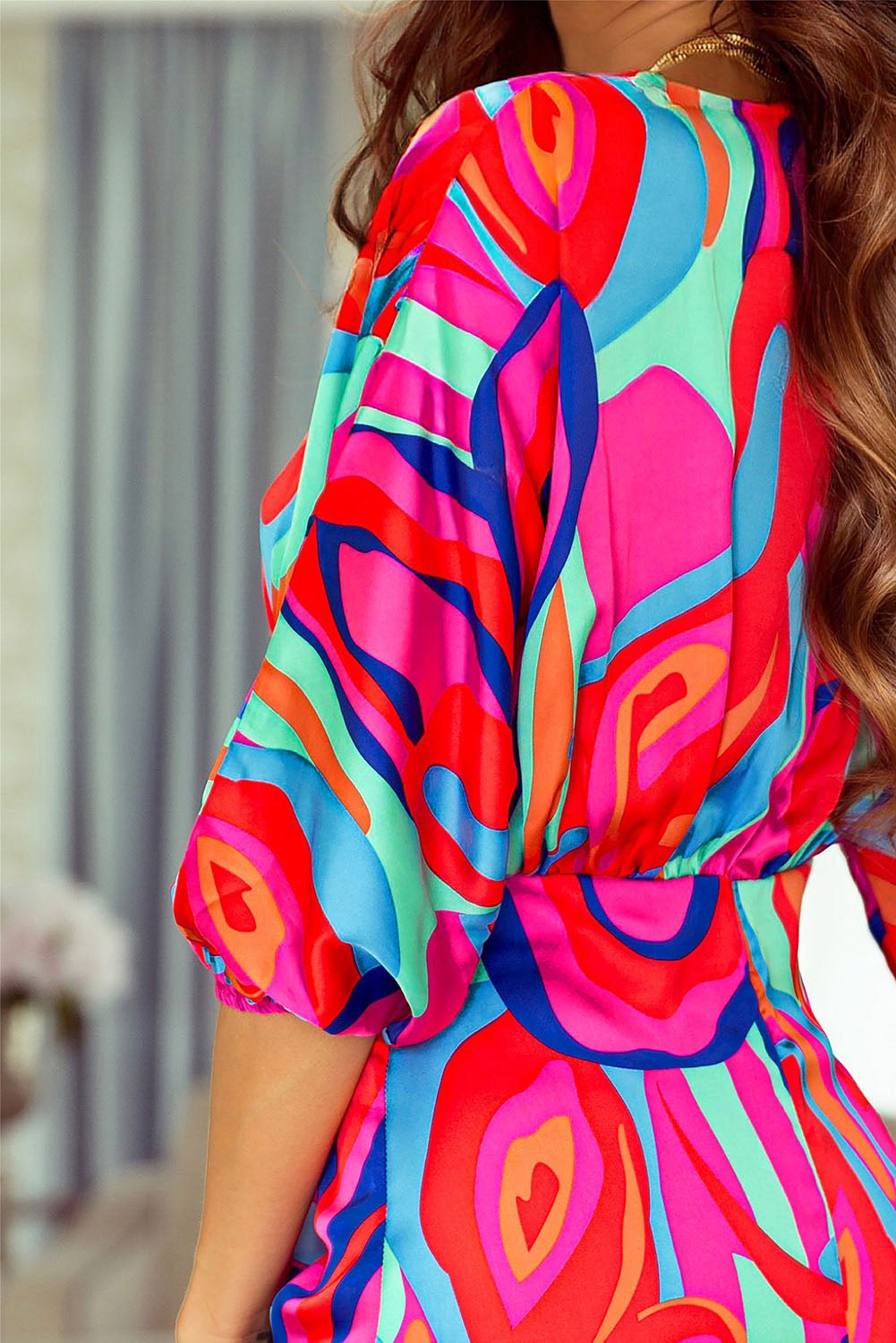 Abstract Dolman Sleeve dress