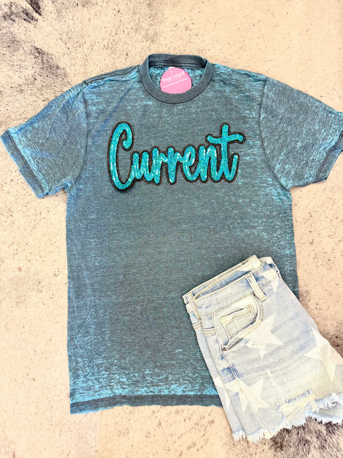 Current Burnout Tee w/Sequin patch