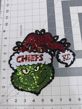 Load image into Gallery viewer, Sequin Grinch Chiefs Kids Size Patch
