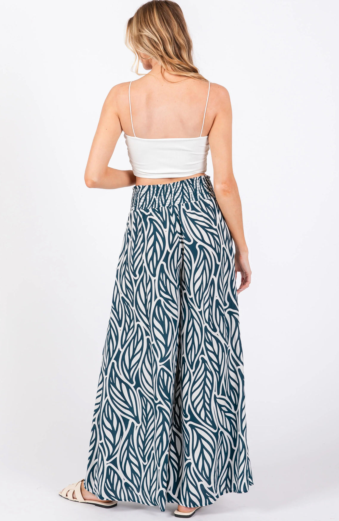 Smocked Waist Wide Leg Pants