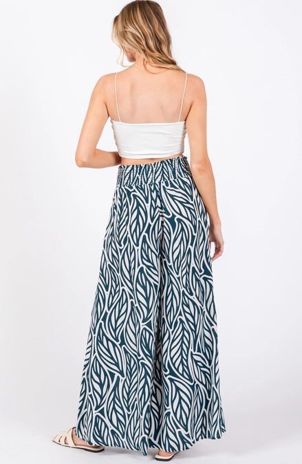 Smocked Waist Wide Leg Pants