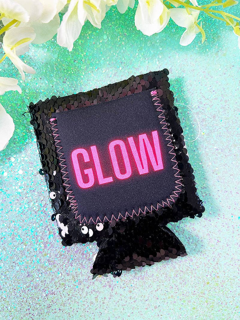 GLOW Black Sequin Can Cooler