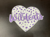 Wildcats Polka Dot Heart Chenille Large Patch