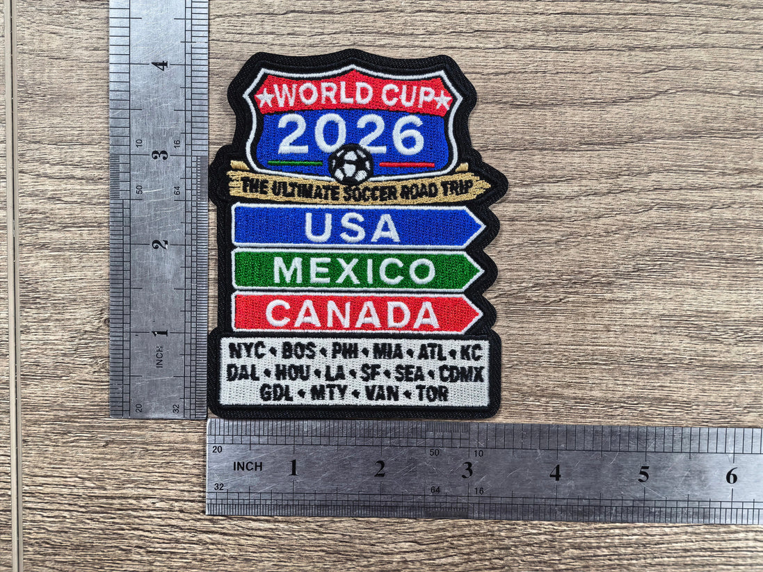 World Cup Host Cities Road Sign Embroidered Patch (4 inch)