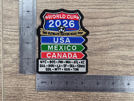 World Cup Host Cities Road Sign Embroidered Patch (4 inch)